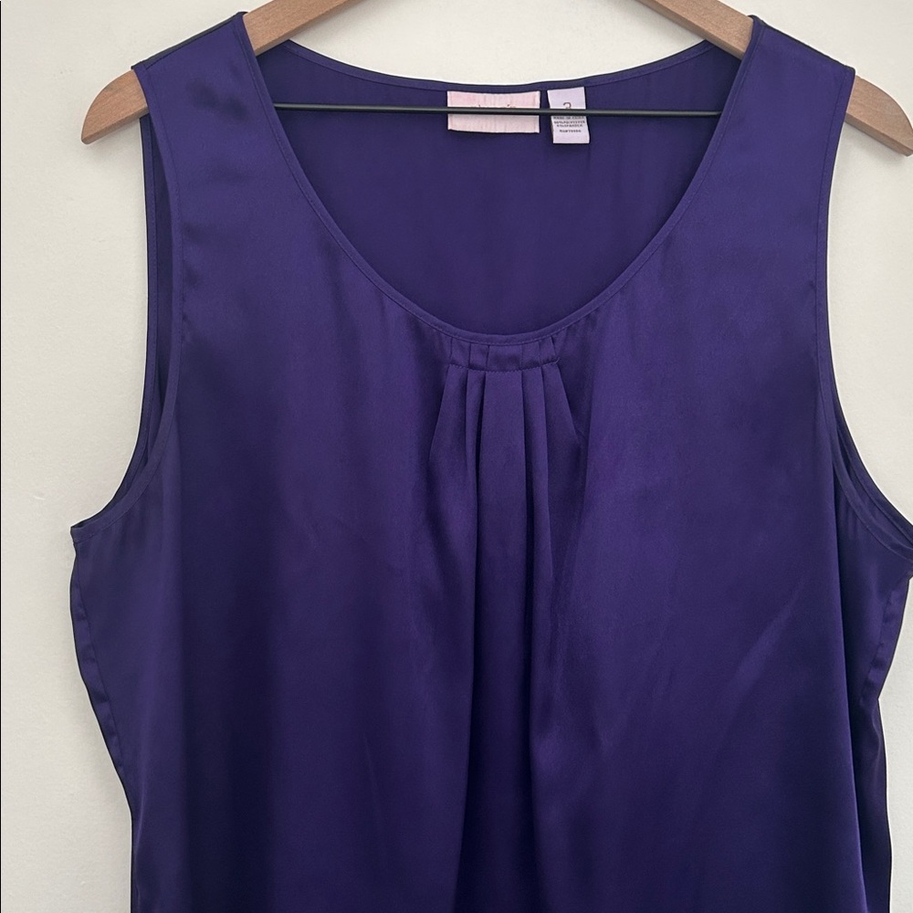 Chicos Shirt Womens Purple Sleeveless Scoop Neck Tank Top Pleated Casual Size 3 - Picture 7 of 9